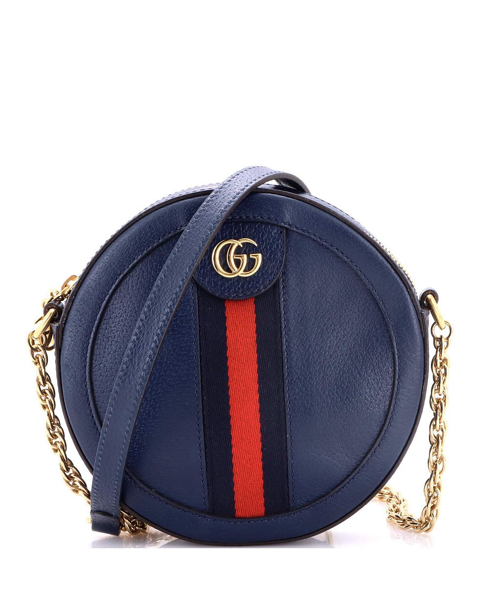 Pre-Owned Gucci Mini Ophidia Round Shoulder Bag Leather