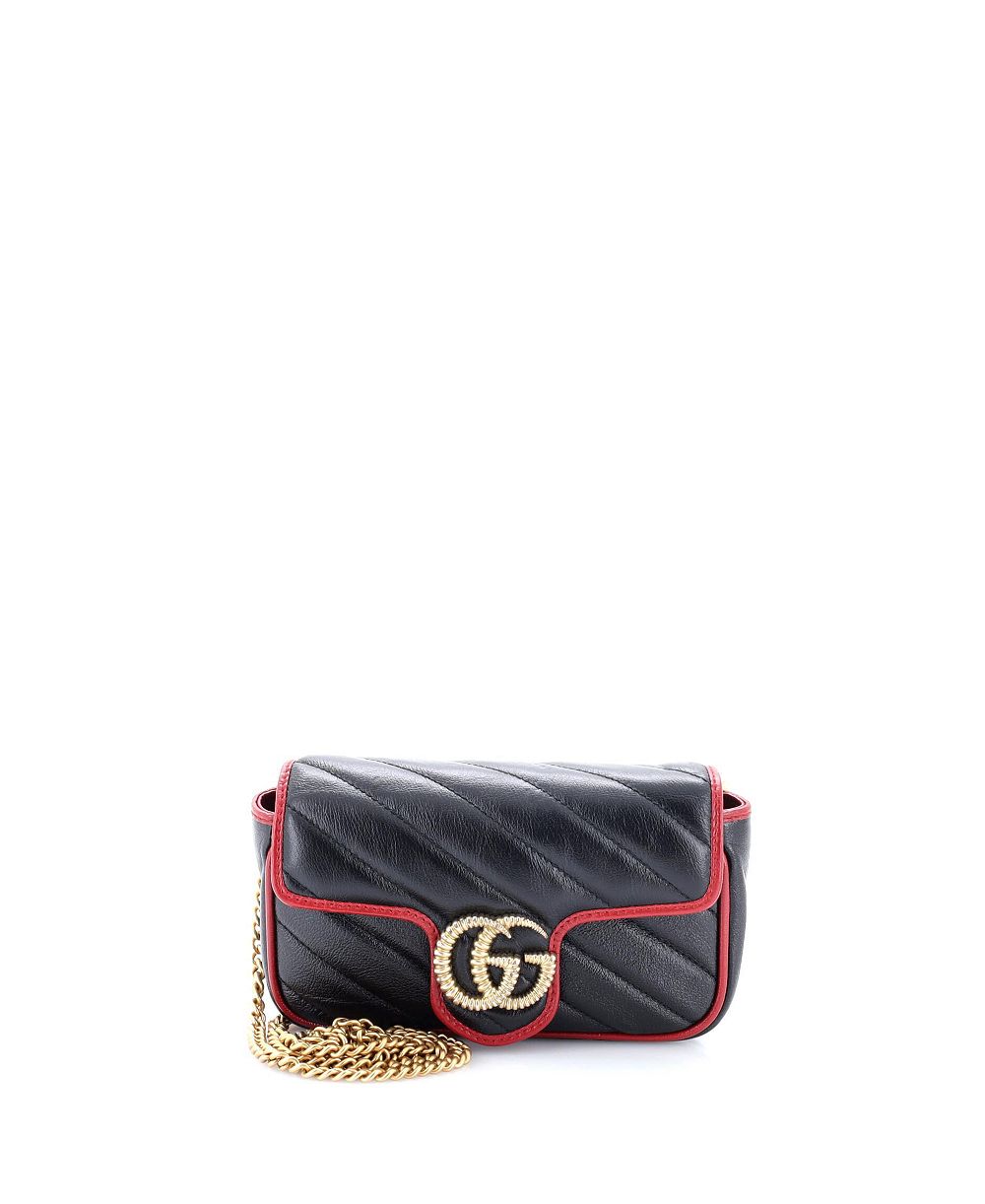 Pre-Owned Gucci Super Mini GG Marmont Flap Bag Diagonal Quilted Leather