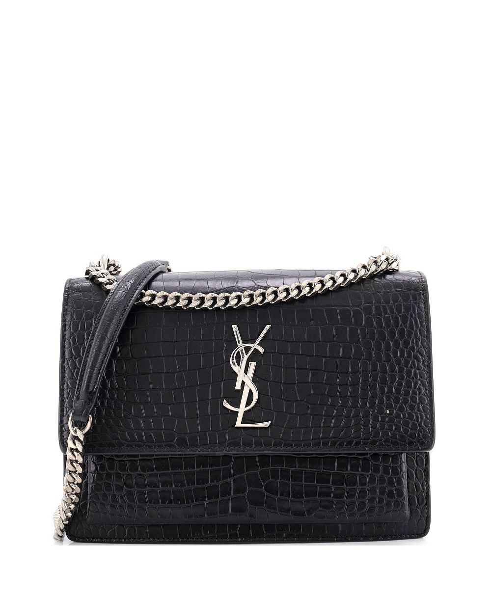 Pre-Owned Saint Laurent Medium Sunset Crossbody Bag Embossed Leather