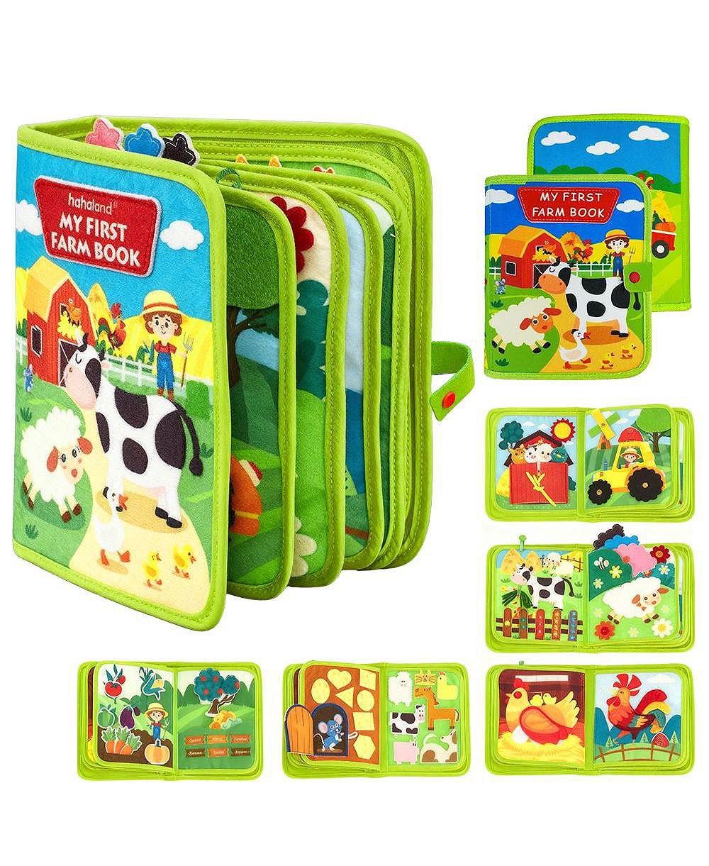 Cowin Montessori Farm Busy Book, 10-Page Interactive Book, Ages 1+