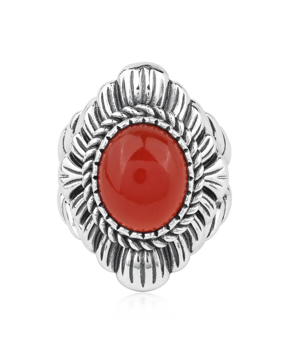 Кольцо American West Jewelry из стерлингового серебра с красным ониксом, овальной огранкой и узором в виде канатов