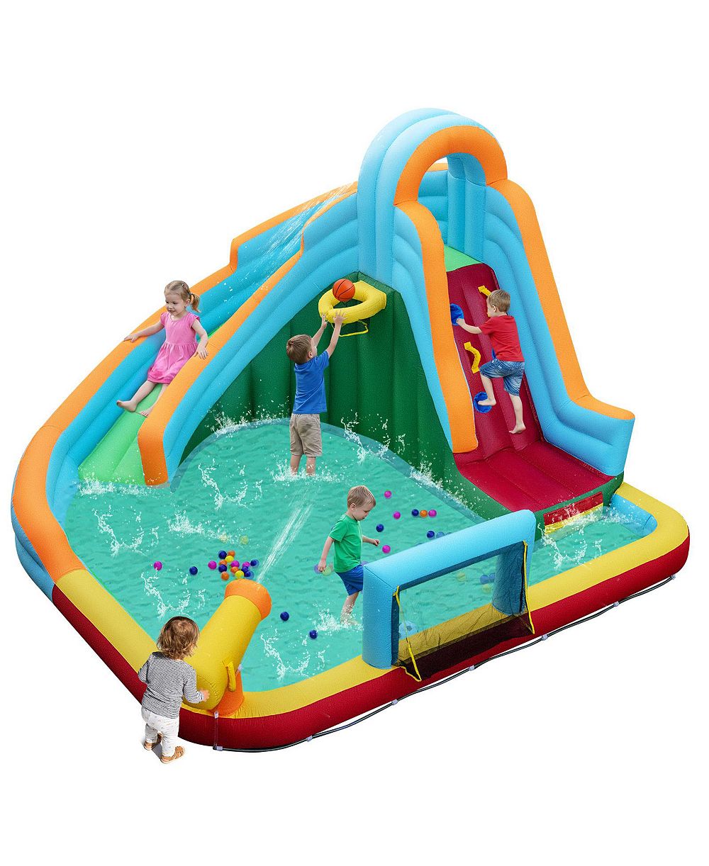 Надувной аквапарк Gymax Inflatable Water Slide Park 6-in-1 Giant Bounce House Long Slide Splash Pool