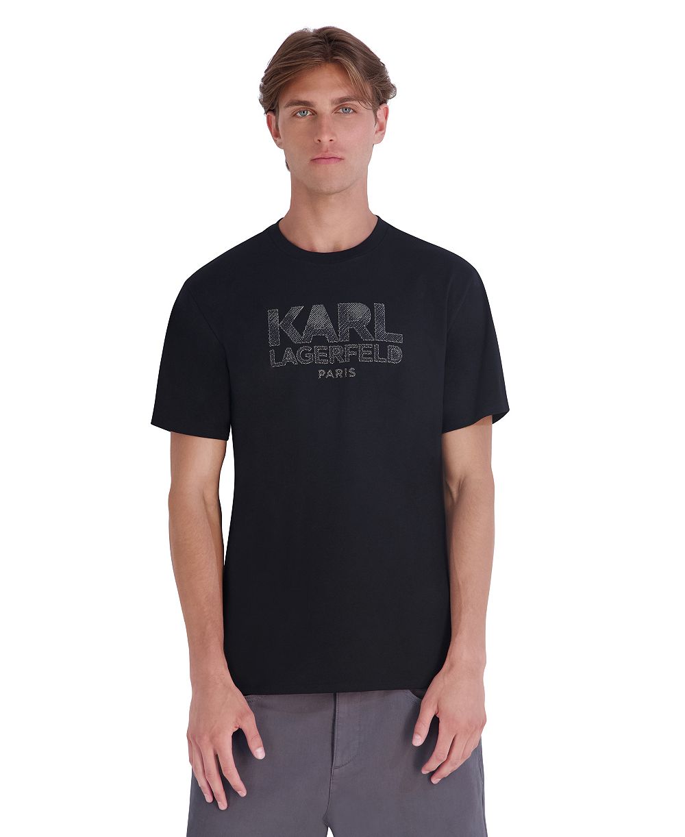 Karl Lagerfeld Paris Men's Tangled Rope Textured Karl Graphic T-Shirt