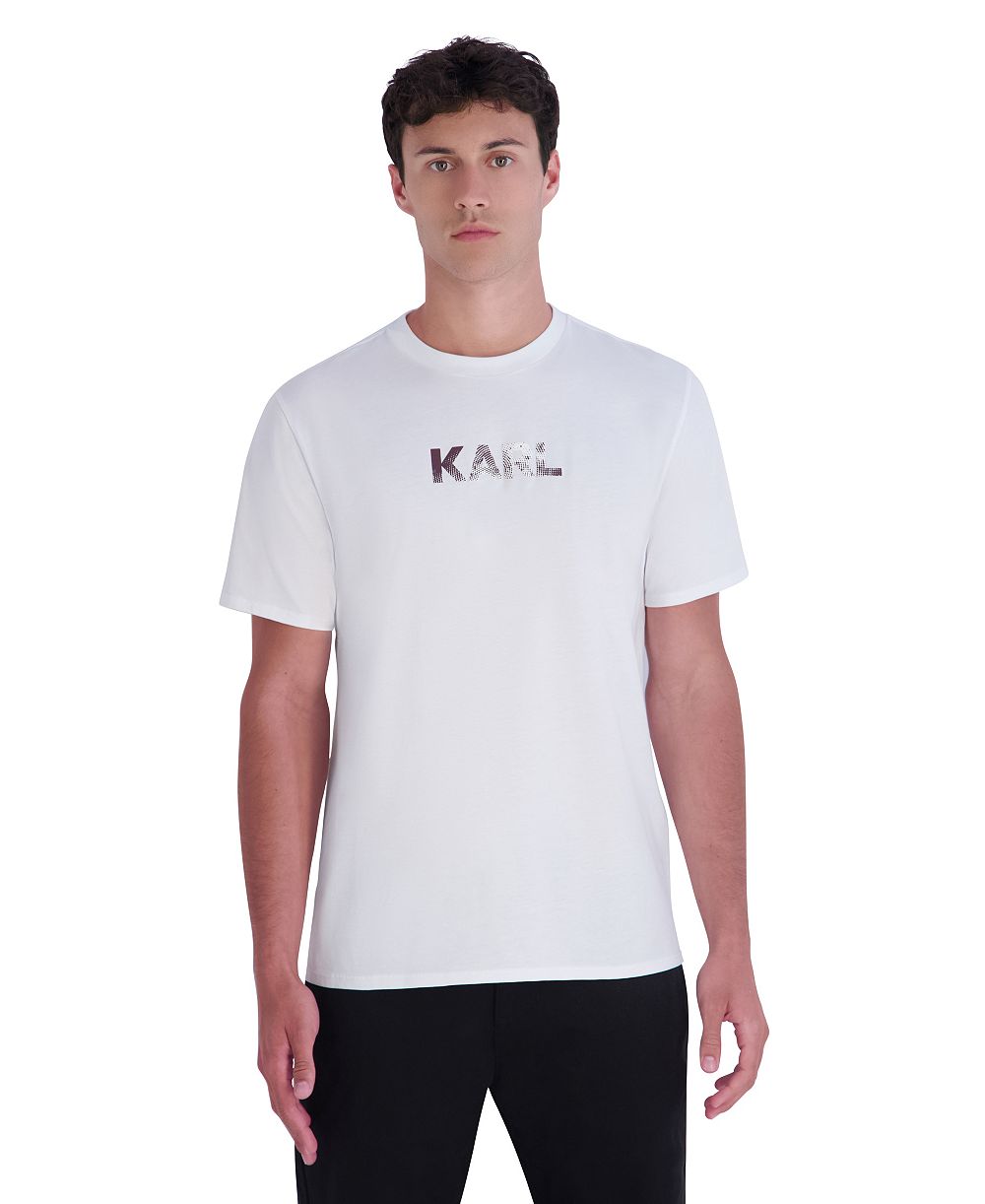 KARL LAGERFELD PARIS Men's Embossed Karl Crewneck Modern-Fit T-Shirt