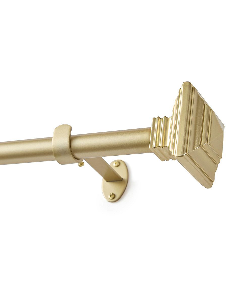 Threadmade Florence 1-Inch Adjustable Decorative Single Curtain Rod with Stacked Square Finials