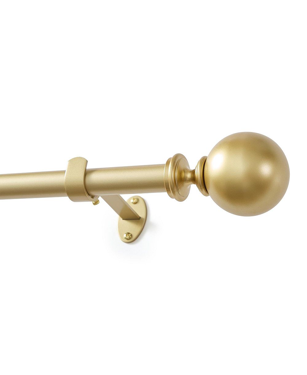 Threadmade Cordelia 1-Inch Adjustable Decorative Single Curtain Rod with Globe Ball Finials
