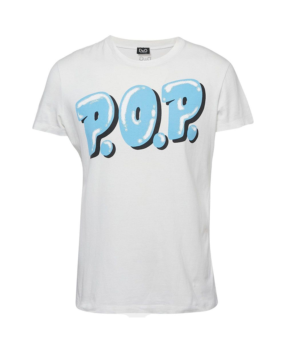 Pre-Owned Dolce & Gabbana Men's Pop Print Cotton Crew Neck T-Shirt