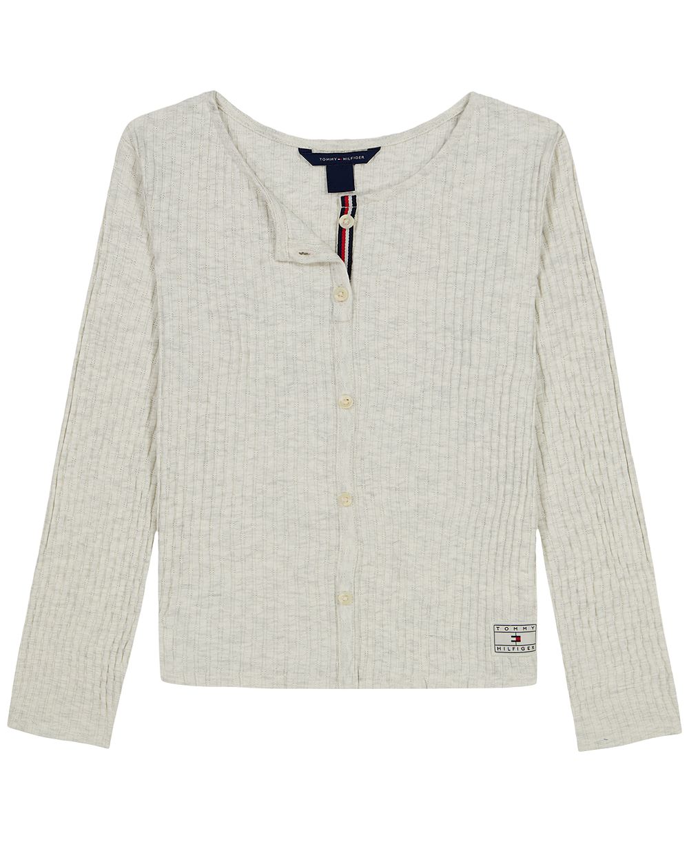 Tommy Hilfiger Girls' 7-16 Pointelle Rib Long-Sleeve Top