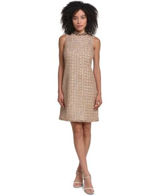 KARL LAGERFELD PARIS Women's Metallic Tweed Sheath Dress