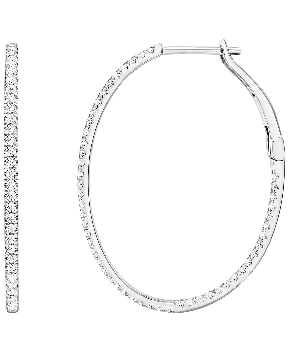 Серьги-кольца с бриллиантами (1 ct. t.w.) в белом или желтом золоте 14k