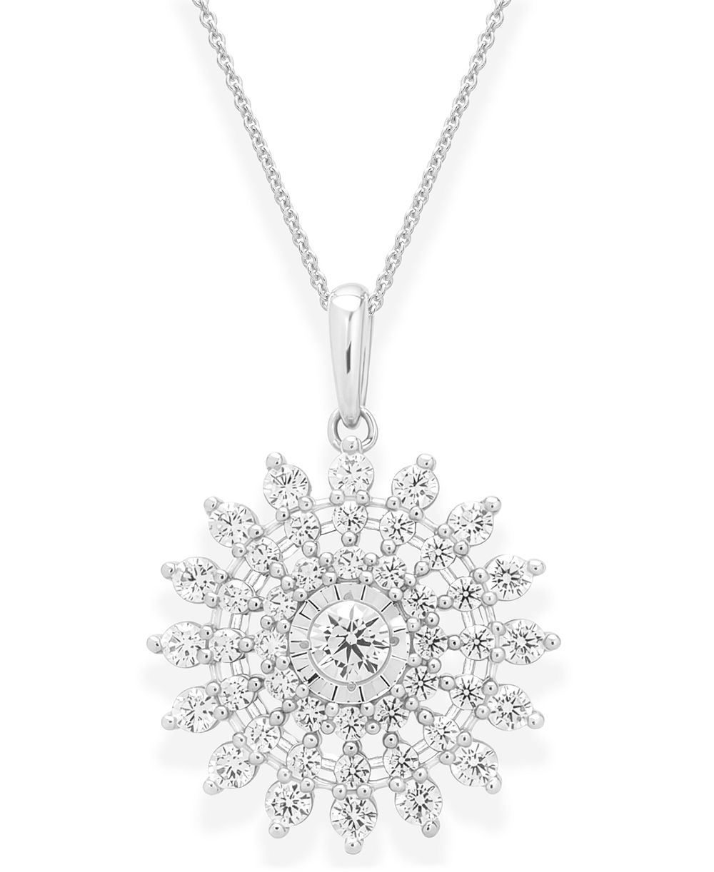Подвесное ожерелье Macy's Cluster Diamond Pendant 14k White Gold