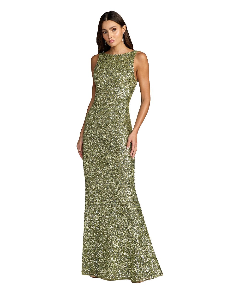 Вечернее платье Mac Duggal Petite с высоким воротником, пайетками и открытой спиной