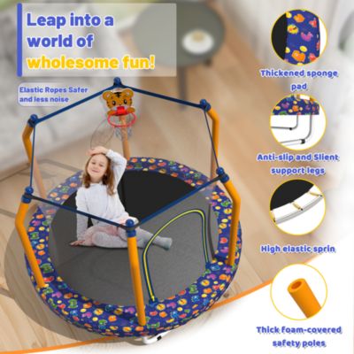 ZENY 55-inch Trampoline for Kids Indoor/Outdoor with Basketball Hoop, Small Toddler