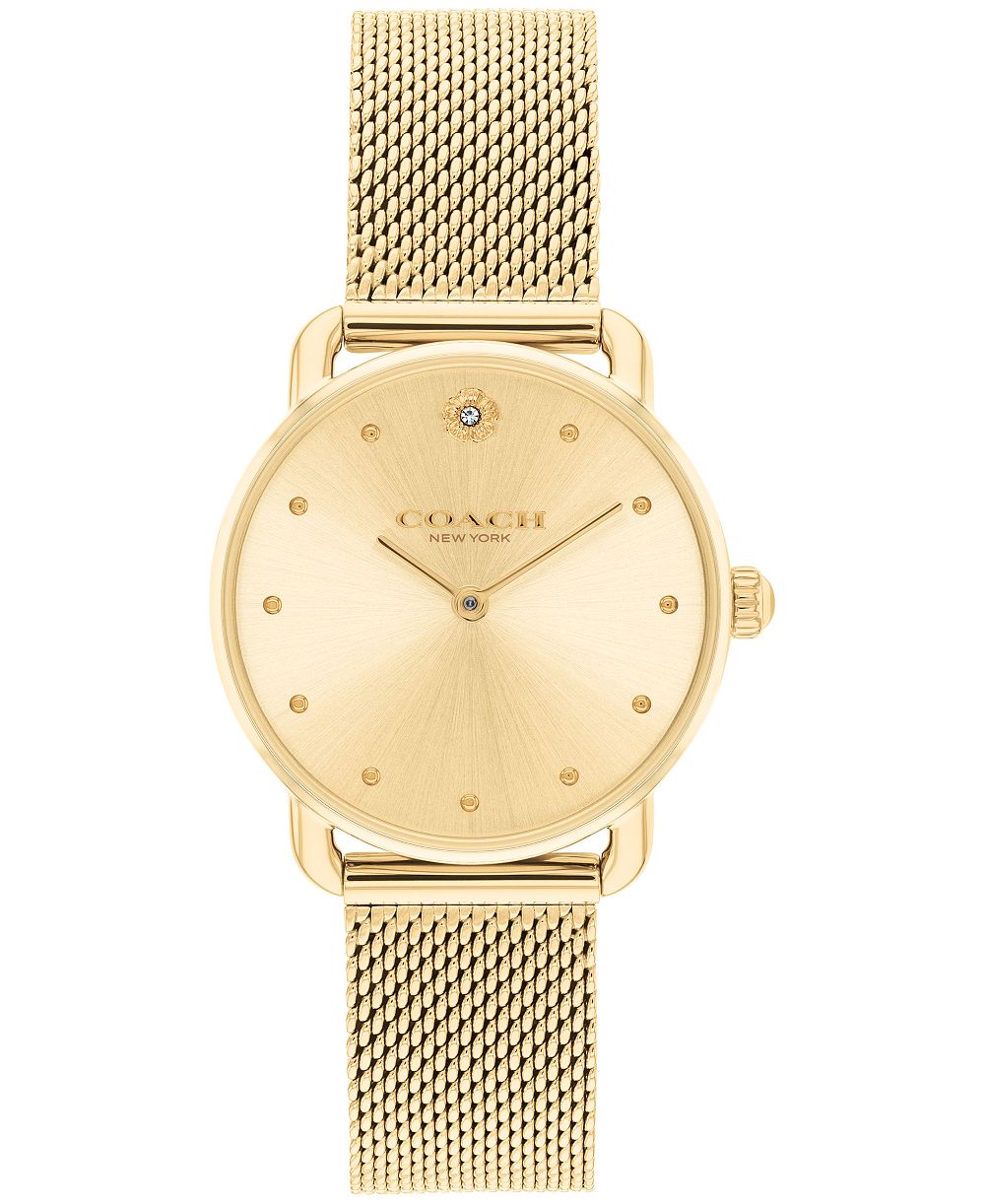 Женские часы COACH Elliot Gold-Tone Stainless Steel Mesh Bracelet, 28mm