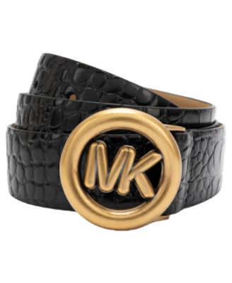 MICHAEL Michael Kors Antique Gold-Tone Buckle Leather Belt