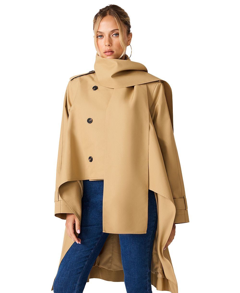 Steve Madden Women's Caspian Storm-Flap Mid-Length Jacket