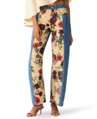 Steve Madden Women's The Sydnee Floral Non-Stretch Wide-Leg Jeans