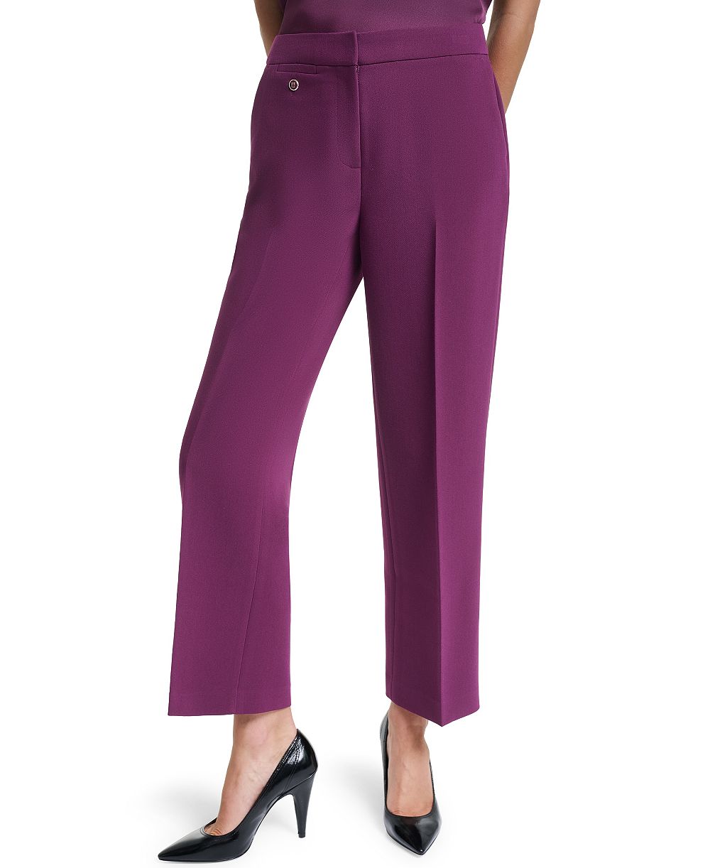 KARL LAGERFELD PARIS Petite Mid-Rise Boot Cut Pants