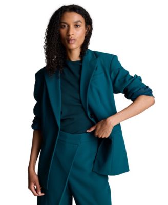 Kenneth Cole Women's Slim-Sleeve Zippers One-Button Blazer