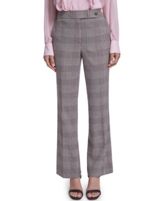 KARL LAGERFELD PARIS Women's Plaid Wide-Leg Mid-Rise Dress Pants