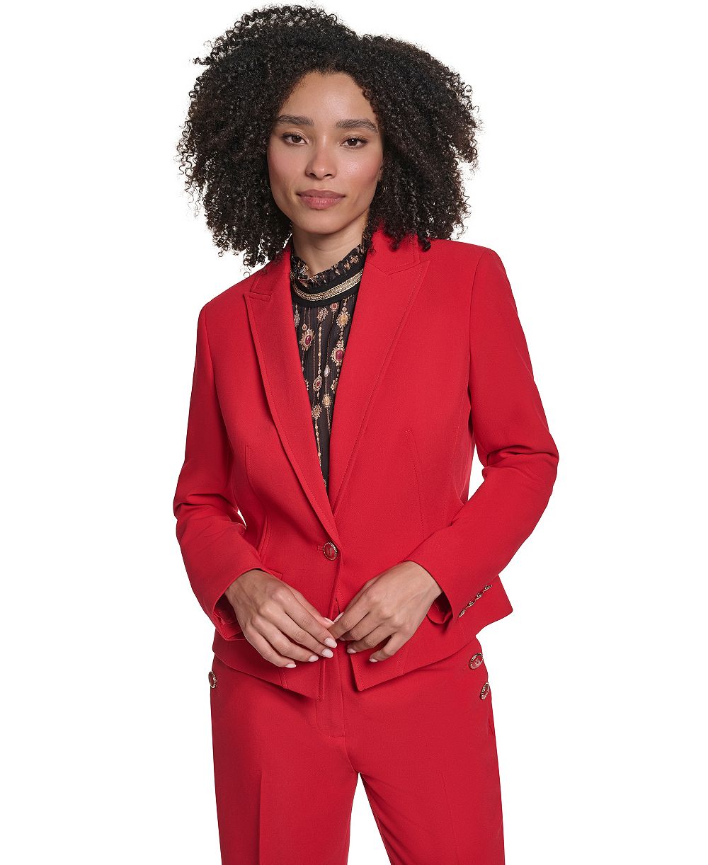 Женский укороченный блейзер KARL LAGERFELD PARIS Women's KL186 Cropped Shoulder-Padded Blazer