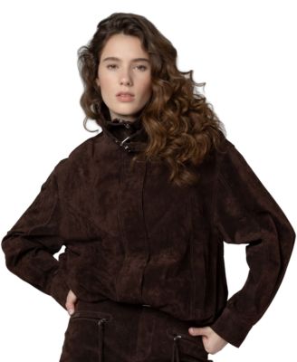 Женская замшевая бомбер-куртка BLANK NYC Women's Midnight Drift High Collar Suede Bomber Jacket