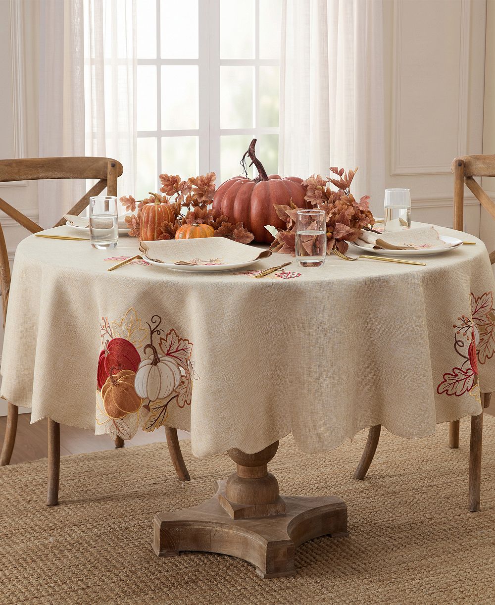 Elrene Pumpkin Picking Round Tablecloth, 70" x 70"