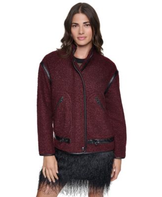 DKNY женская короткая куртка из букле с отделкой из искусственной кожи