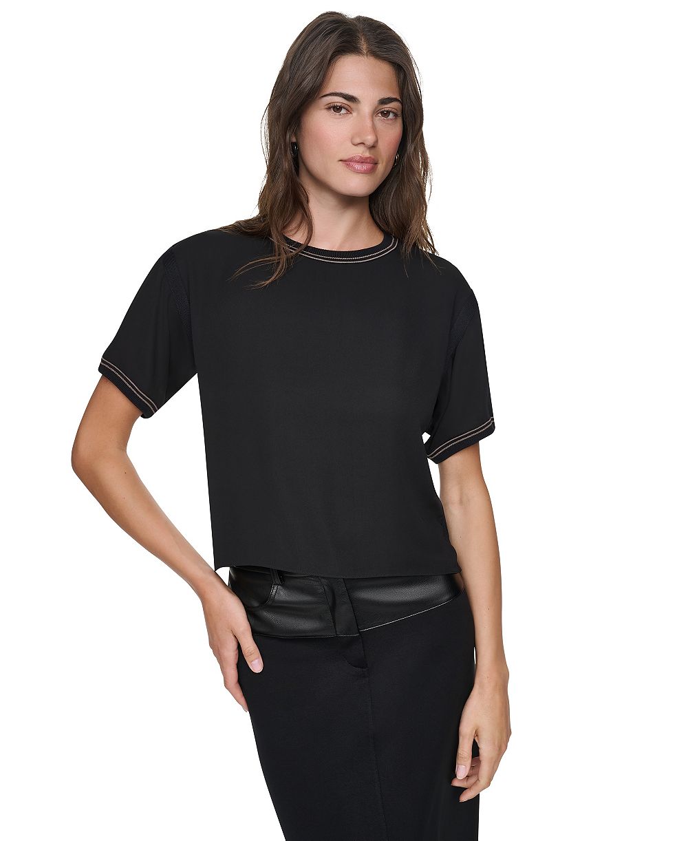 DKNY женская блузка с рукавом долман и контрастной строчкой