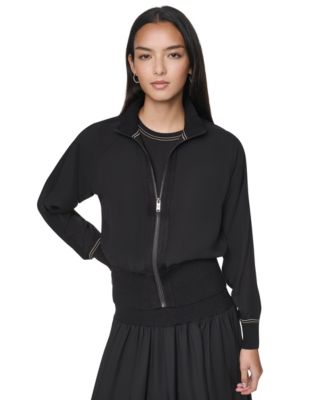 Женская легкая куртка DKNY с контрастной строчкой и смешанными материалами