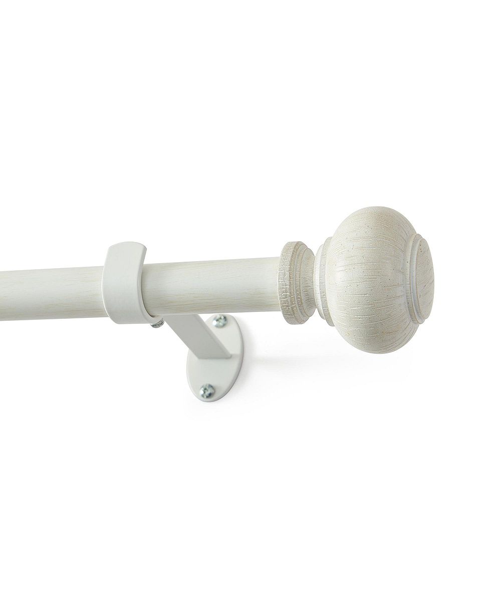 Threadmade Rhinebeck 1-Inch Adjustable Decorative Single Curtain Rod with Faux Wood Ball Finials