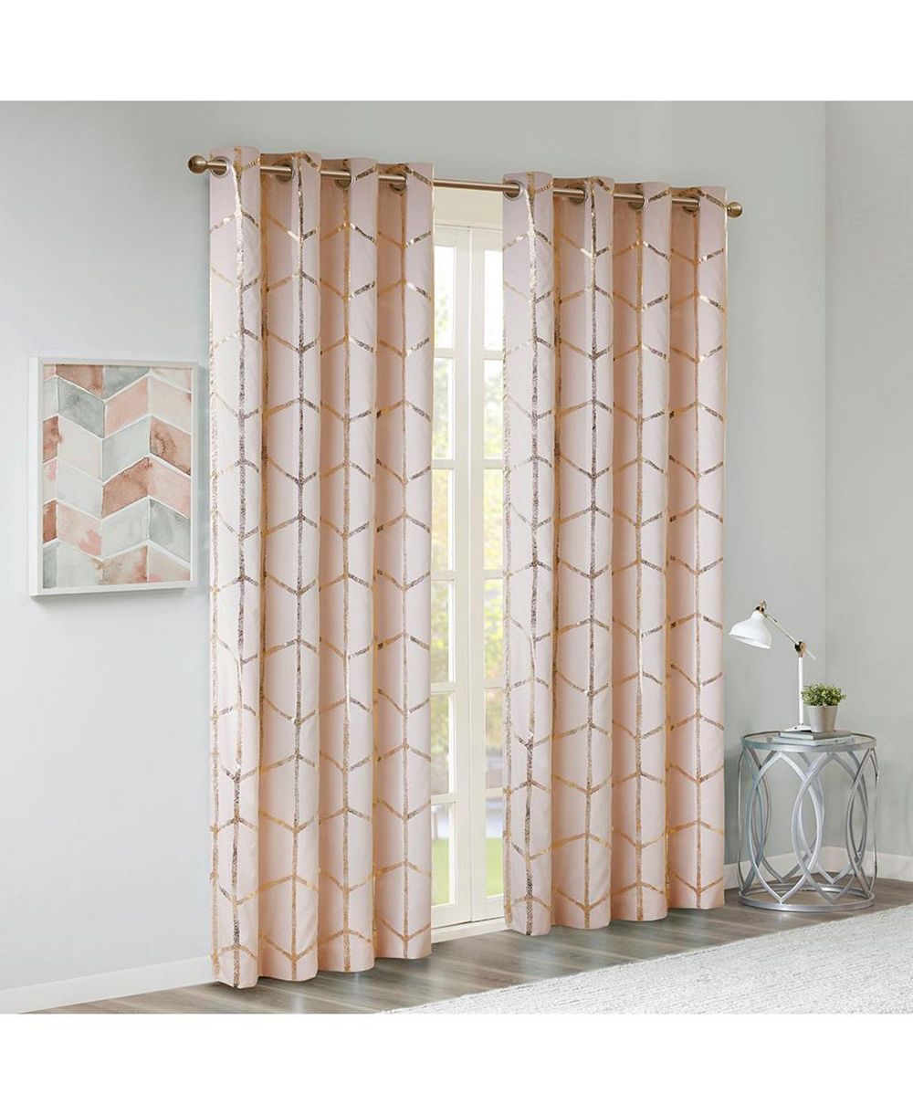 Avobird Total Blackout Metallic Print Grommet Top Curtain Panel