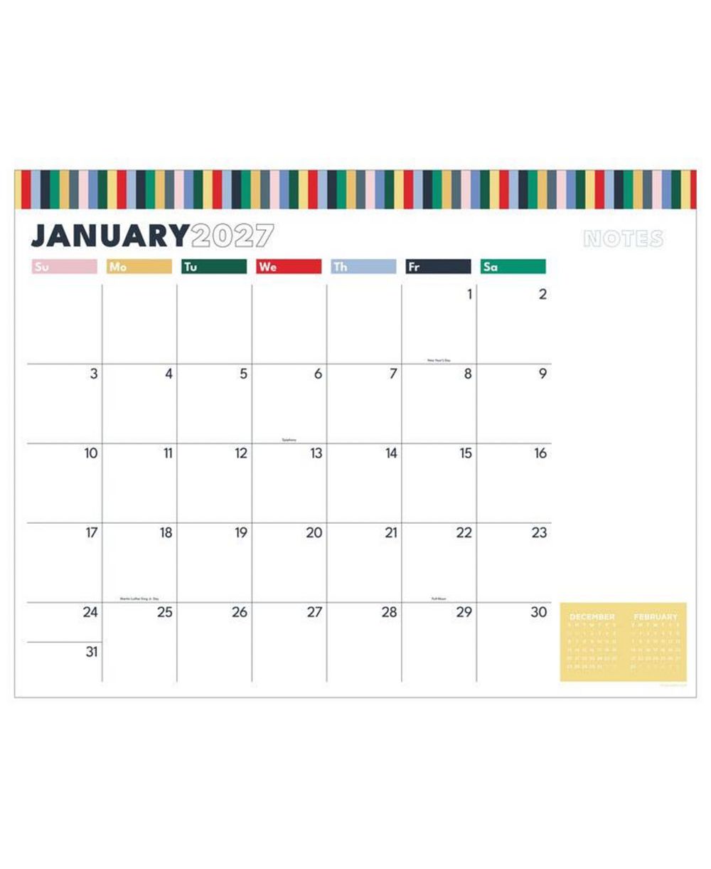 TF Publishing Paper Goods 2027 Long Weekend Large Desk Pad Monthly Blotter Calendar