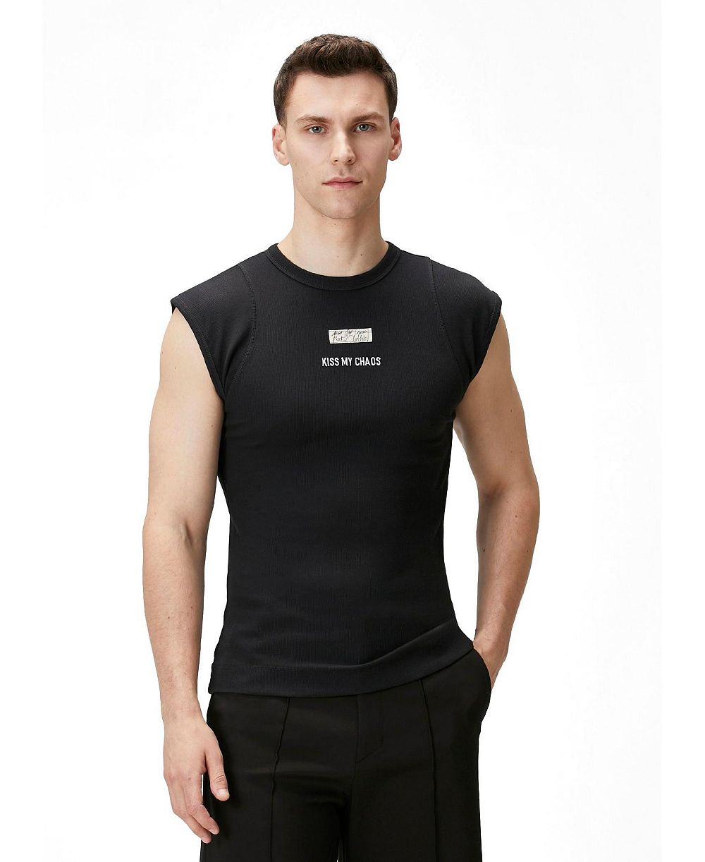 PCFG Men's Rib Tank Top with Patch Undershirts