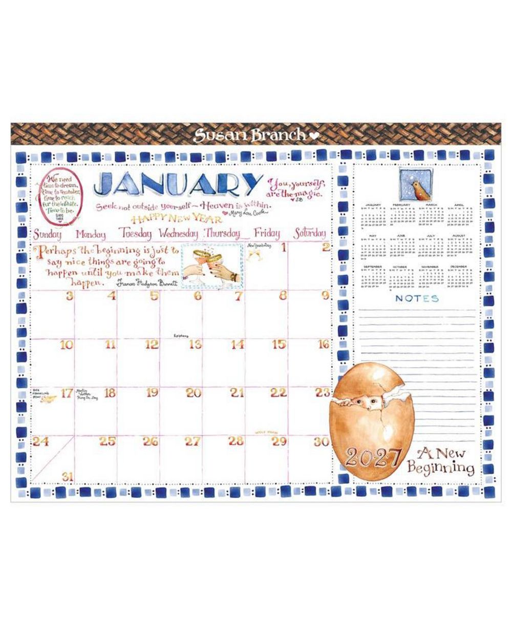 TF Publishing Paper Goods 2027 Susan Branch Large Desk Pad Monthly Blotter Calendar