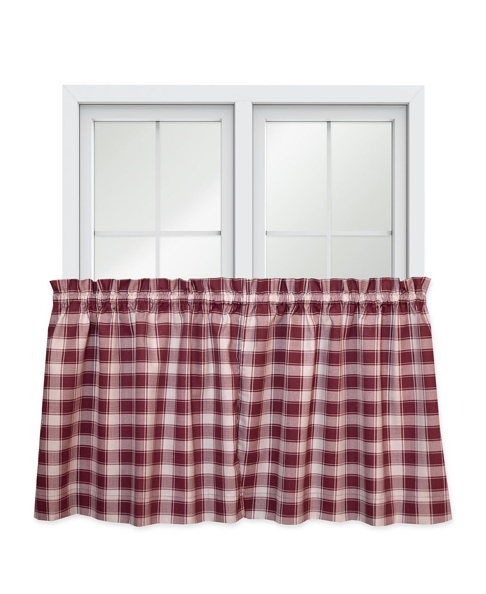 Ellis Curtain Country Check Tailored With 1.5inch  Rod Pocket Window Tiers Brick