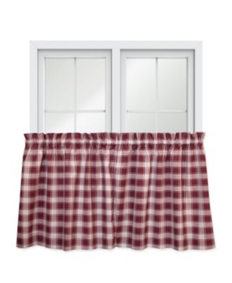 Ellis Curtain Country Check Tailored With 1.5inch  Rod Pocket Window Tiers Brick