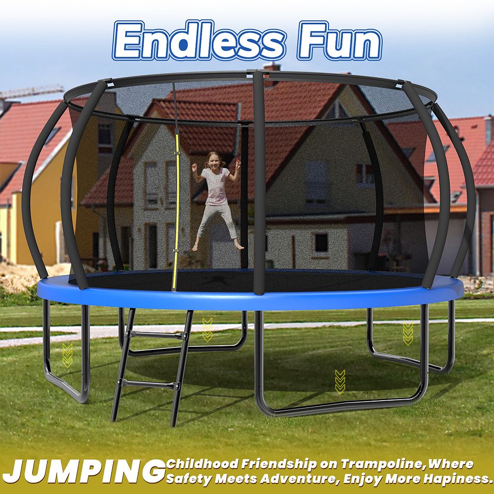 ZENY Trampoline with Enclosure - Recreational Trampolines with Ladder and AntiRust Coating, ASTM Approval Outdoor Trampoline for Kids¿