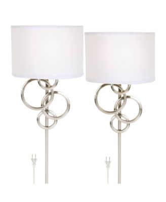 Набор современных настенных бра Possini Euro Design Circles, 2 штуки, матовый никель, 12"