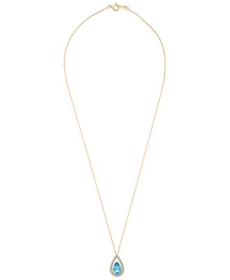 Macy's кулон с топазом синим (1.50 ct. t.w.) и бриллиантом (1/4 ct. t.w.) в золоте 14k желтом