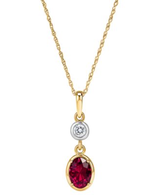 Macy's Ruby (1.45 ct. t.w.) & Diamond (1/10 ct. t.w.) Pendant Necklace in 14k Yellow Gold
