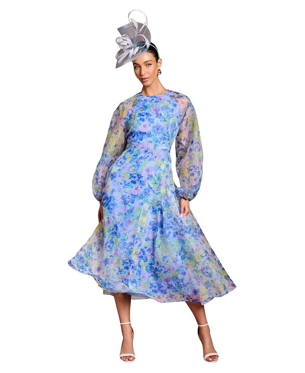 Платье Coast Organza Floral Puff Sleeve Midi Dress