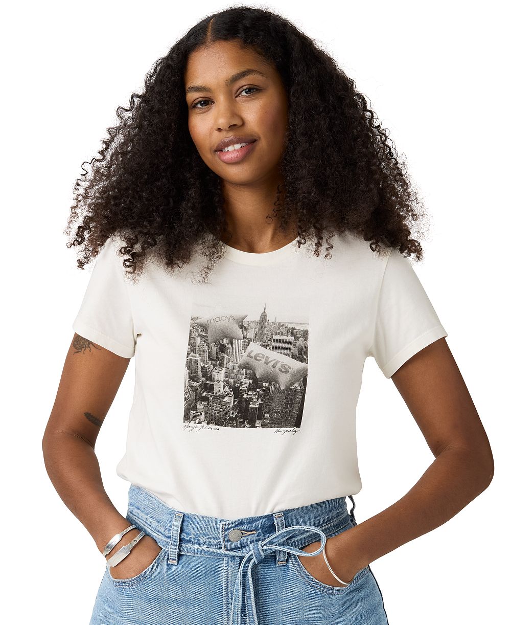 Levi's® Women's Macy's 100th Parade Perfect Graphic Logo Cotton T-Shirt, Macy's Exclusive