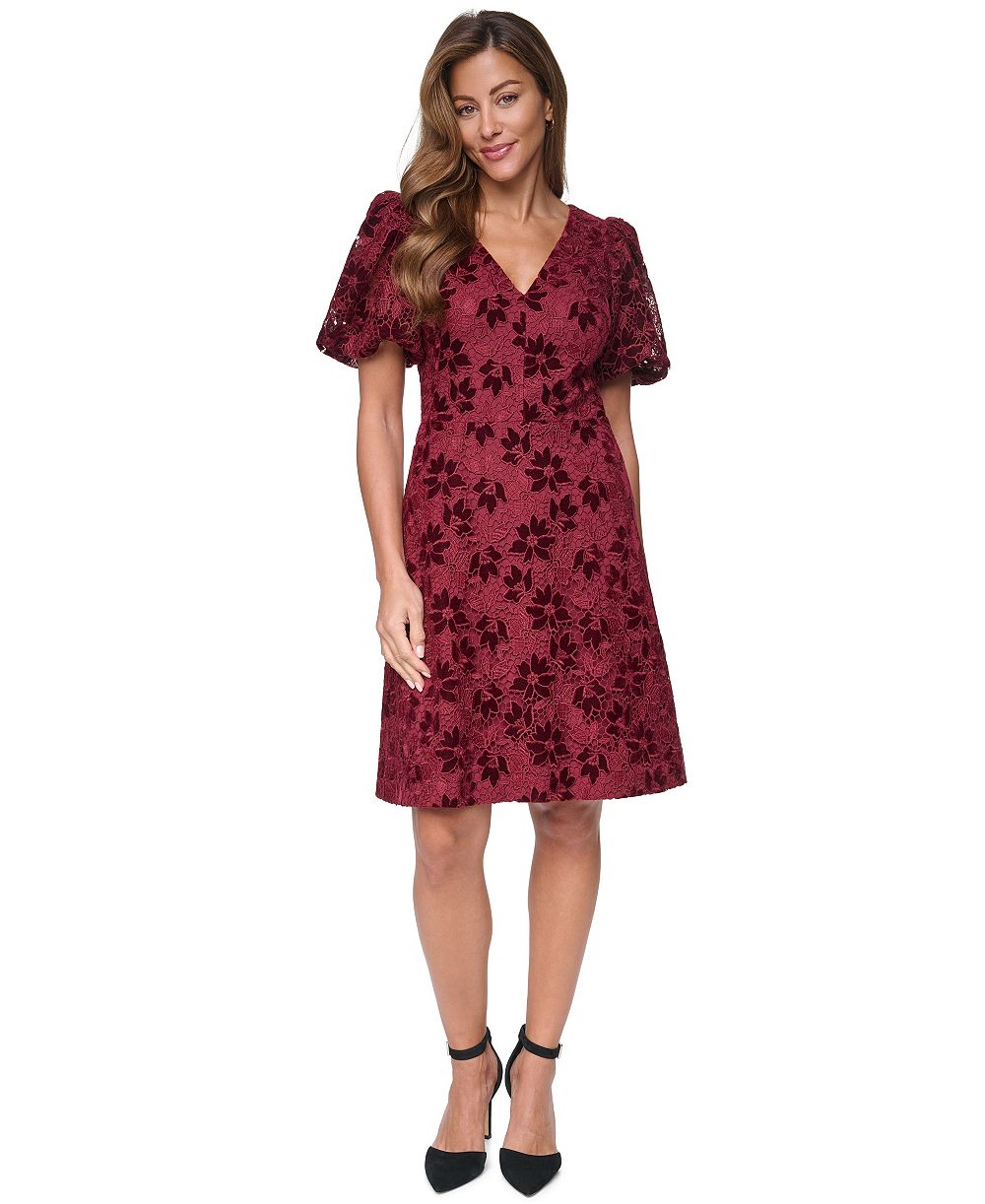 Женское платье Eliza J V-Neck Puff Sleeve A-Line