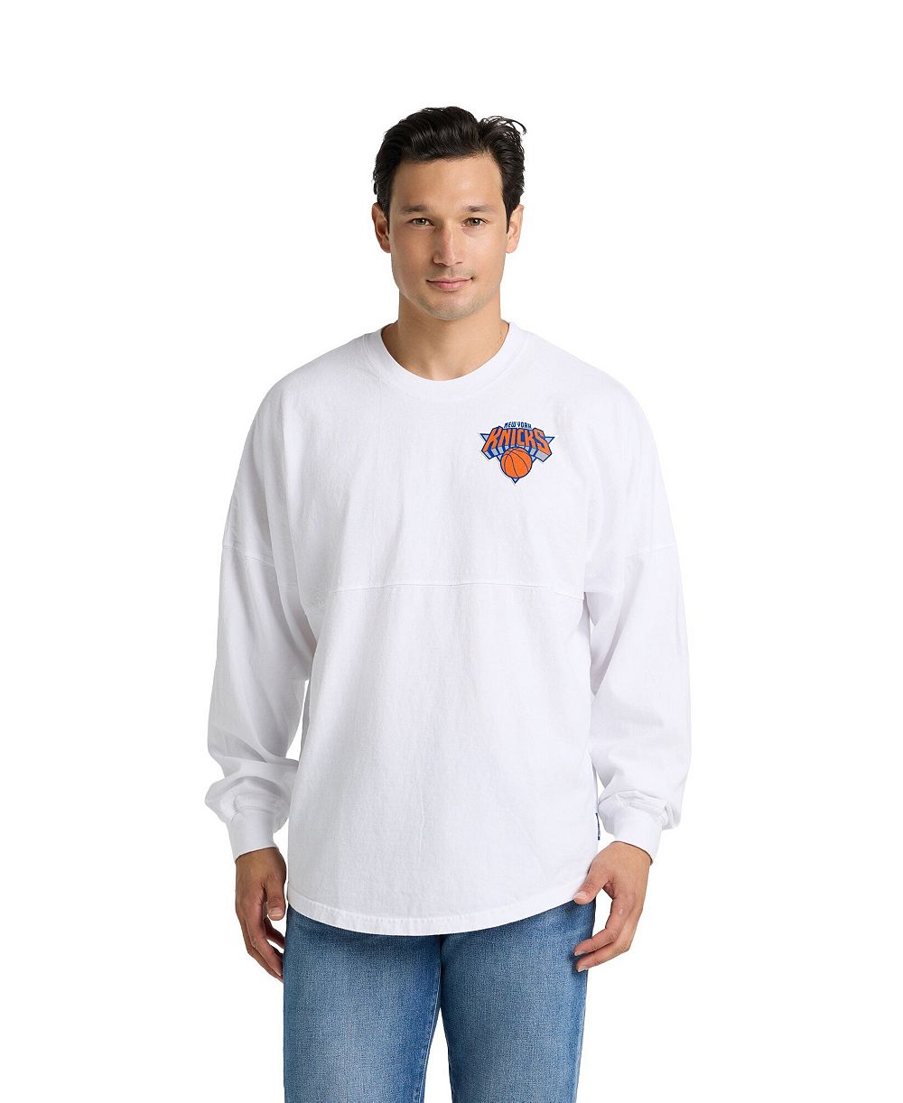Мужская и женская футболка Fanatics White New York Knicks Spirit Jersey Long Sleeve