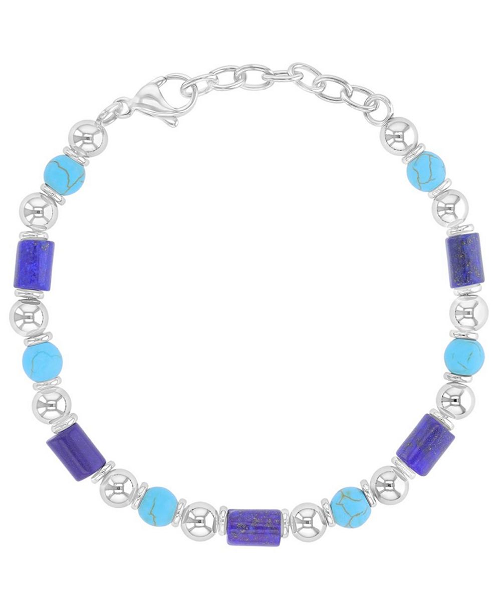 Мужской браслет Quiksilver Platinum-Plated Steel Turquoise Lapis