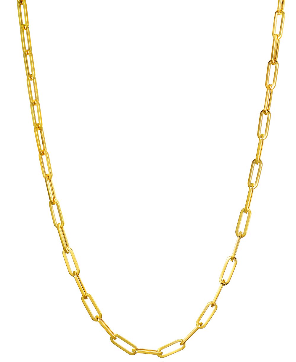 Золотая цепочка Italian Gold Paperclip, ожерелье 20" из желтого золота 10k