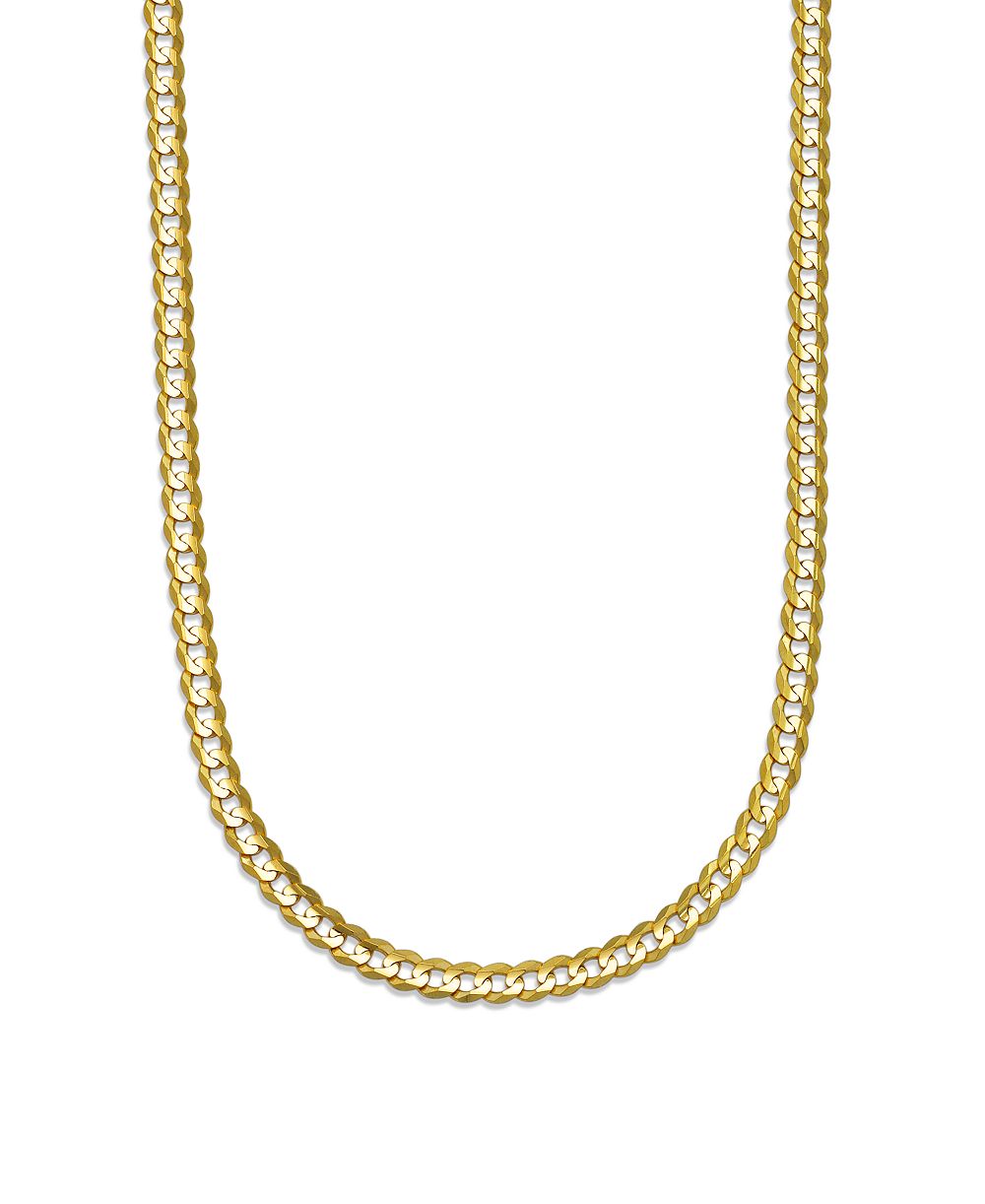 Italian Gold Solid Curb Chain 18" Necklace (3.5mm) in 10k Yellow Gold