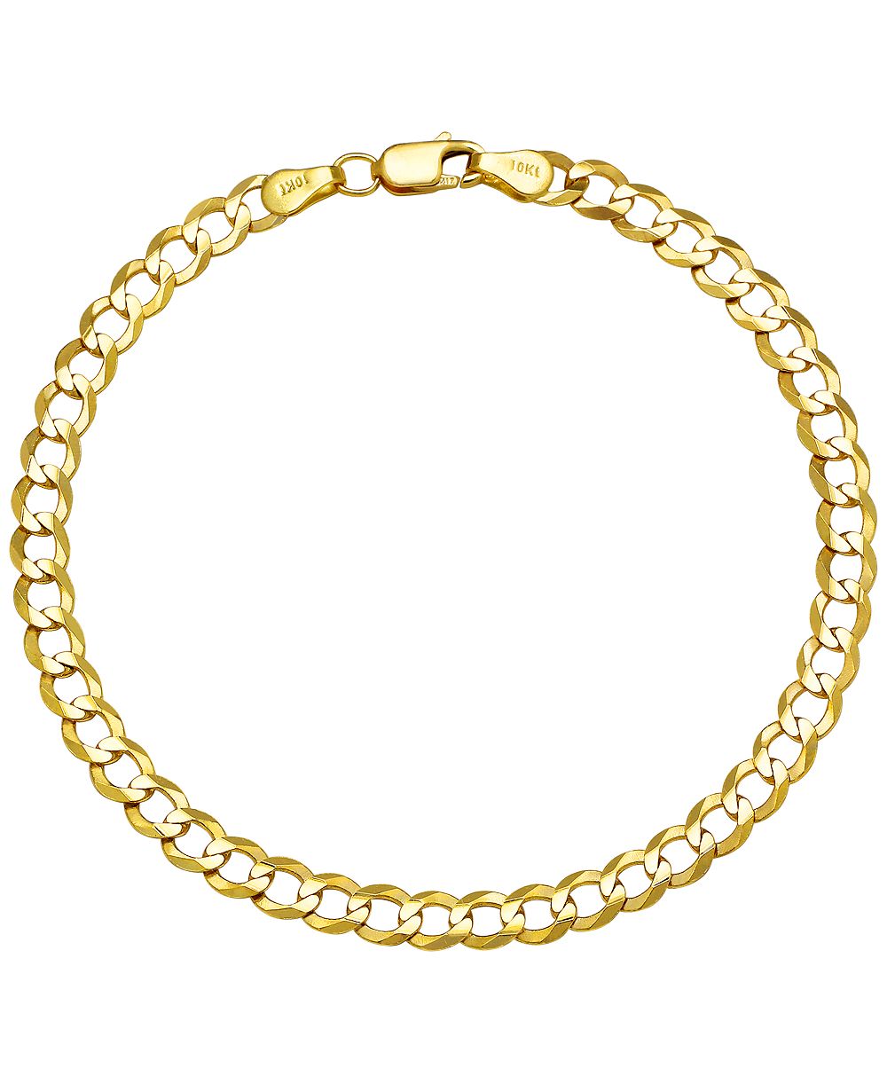 Italian Gold Solid Curb Chain 8" Bracelet in 10k Yellow Gold