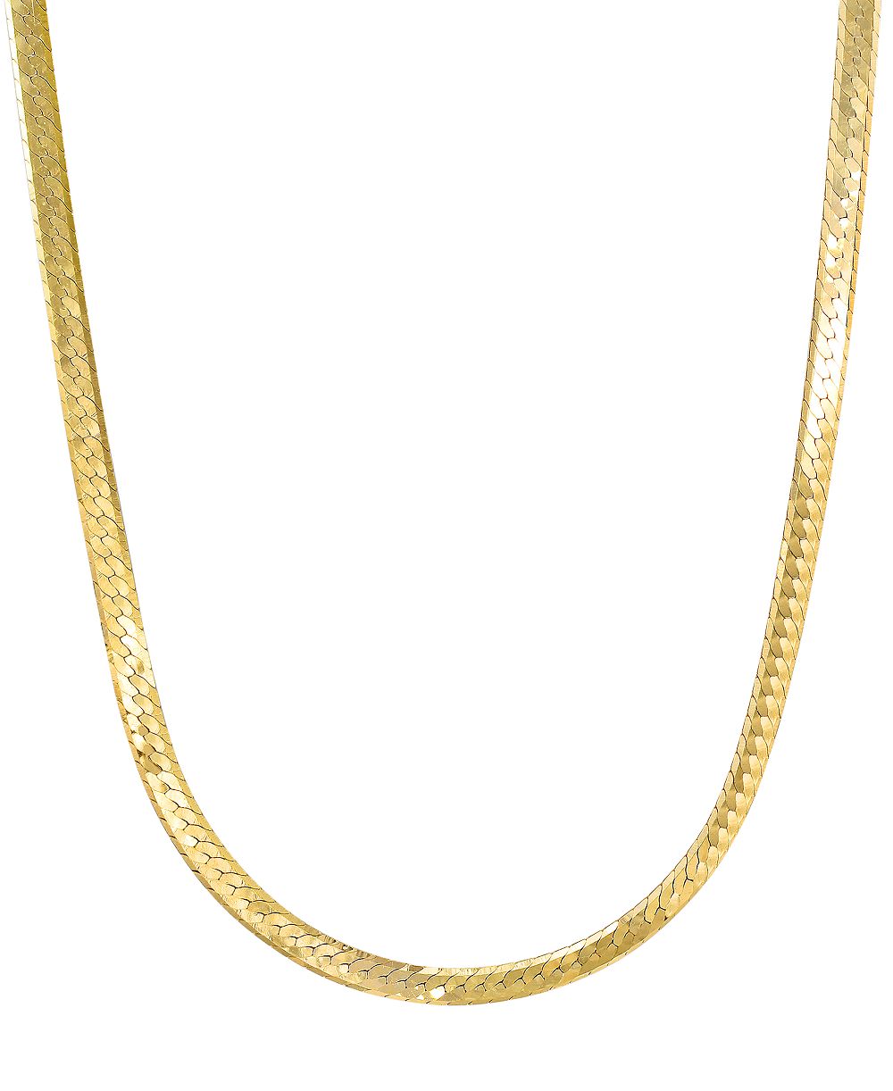 Итальянская золотая цепь Herringbone, ожерелье 18", 10k Yellow Gold